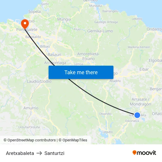 Aretxabaleta to Santurtzi map
