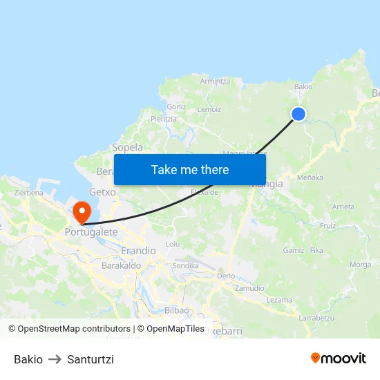 Bakio to Santurtzi map