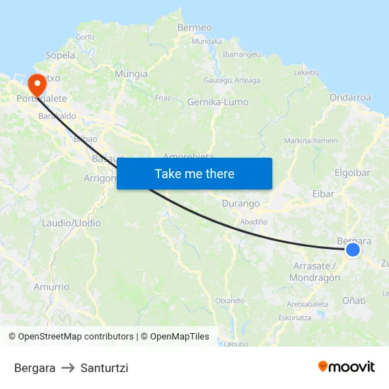 Bergara to Santurtzi map