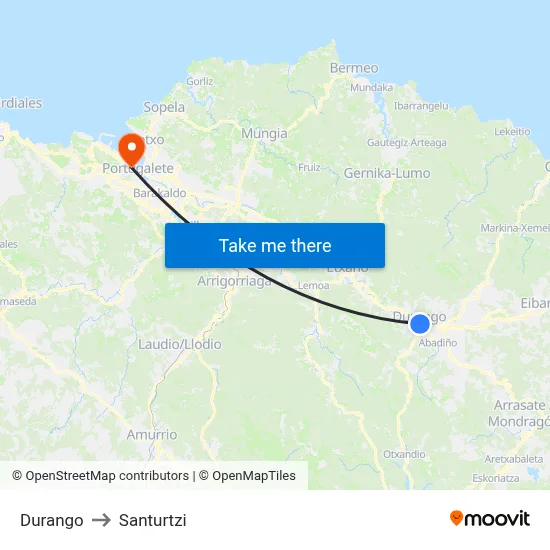 Durango to Santurtzi map