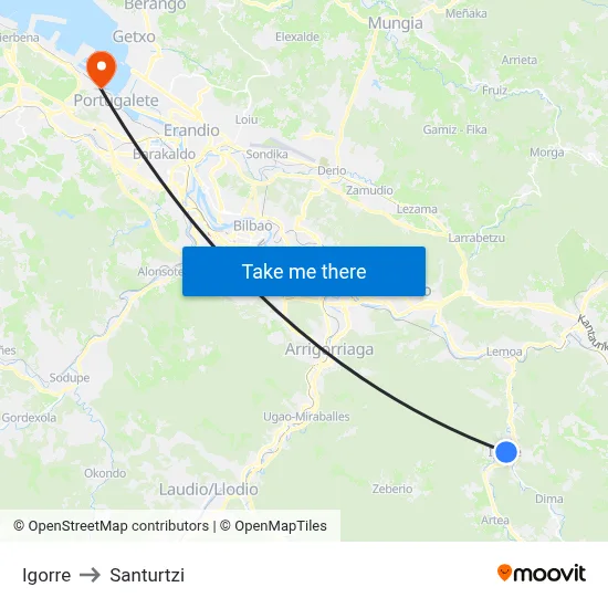 Igorre to Santurtzi map