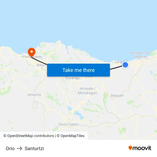 Orio to Santurtzi map