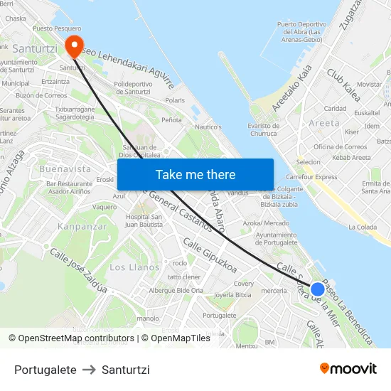 Portugalete to Santurtzi map