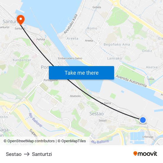 Sestao to Santurtzi map