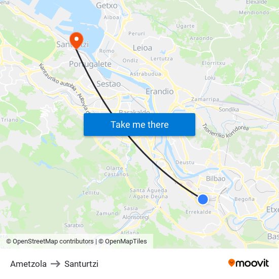 Ametzola to Santurtzi map