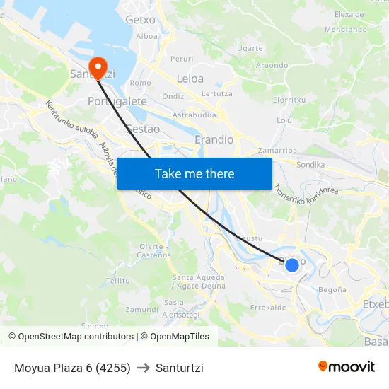 Moyua Plaza 6 (4255) to Santurtzi map