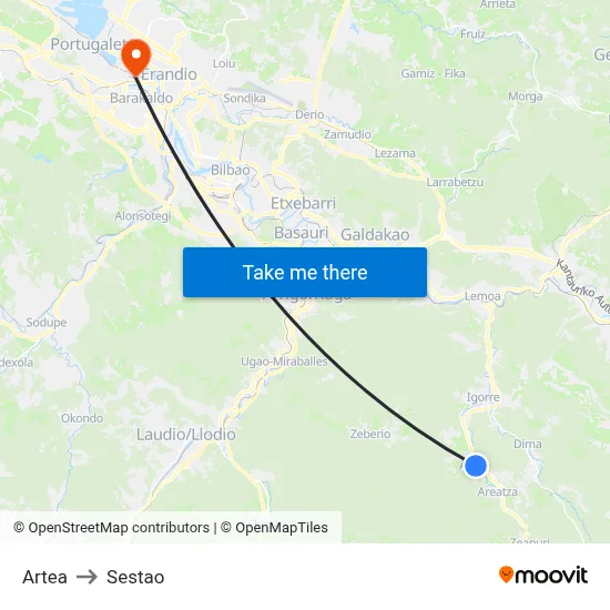 Artea to Sestao map