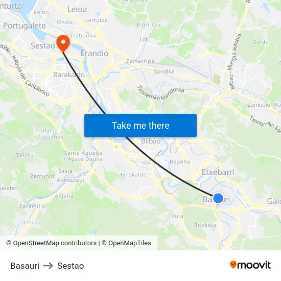 Basauri to Sestao map