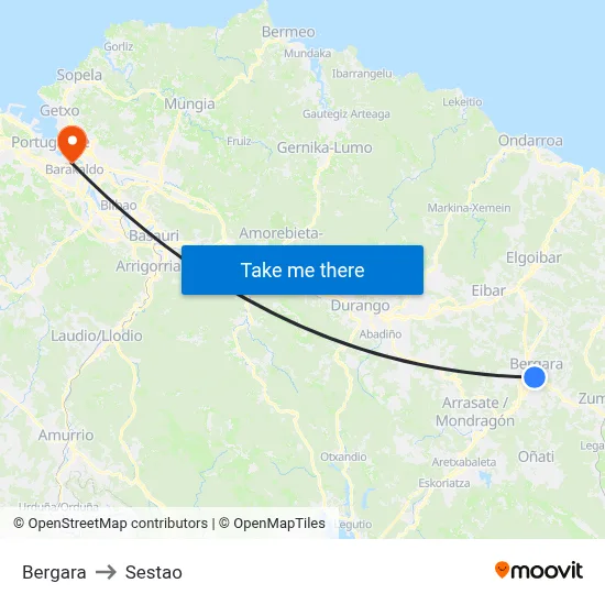 Bergara to Sestao map