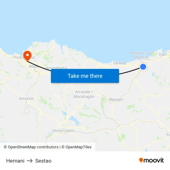 Hernani to Sestao map