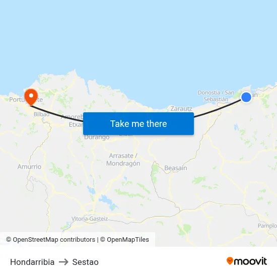 Hondarribia to Sestao map
