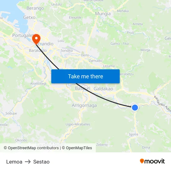 Lemoa to Sestao map