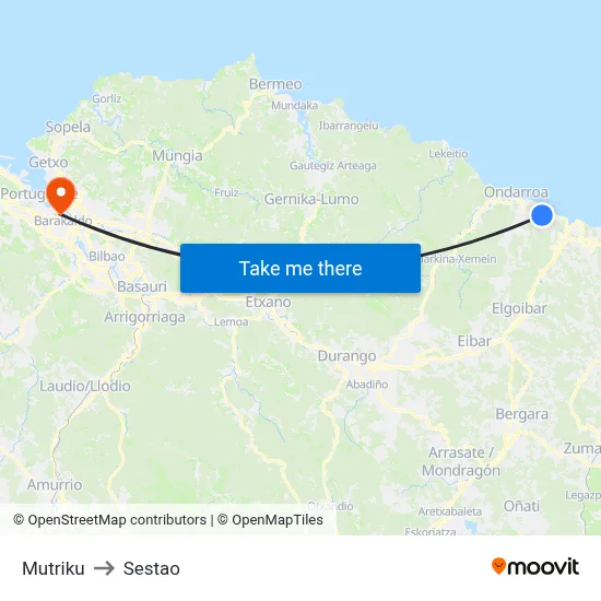Mutriku to Sestao map