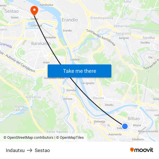 Indautxu to Sestao map