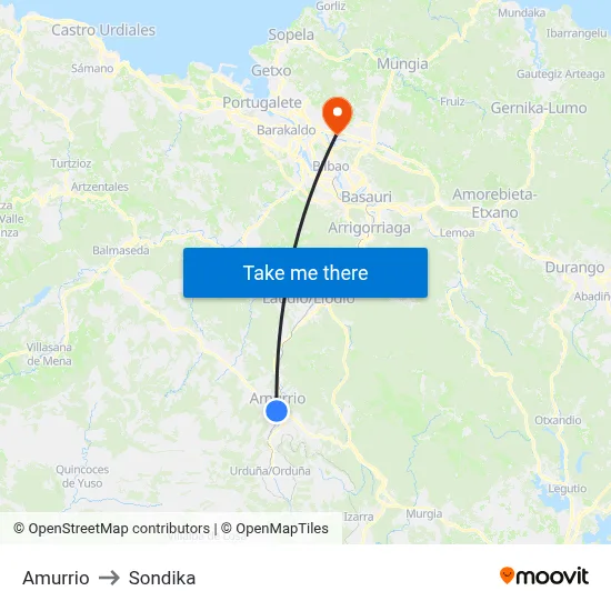 Amurrio to Sondika map