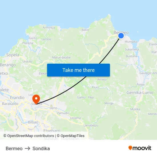 Bermeo to Sondika map