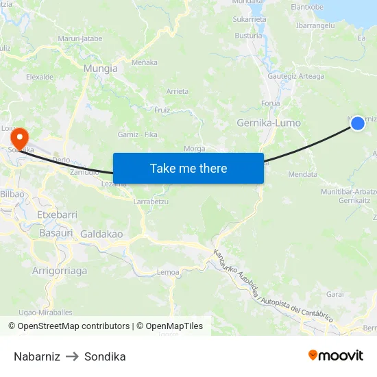 Nabarniz to Sondika map