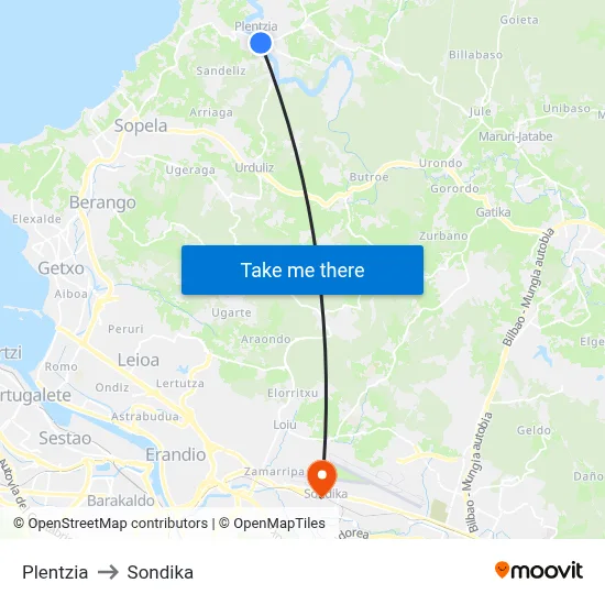 Plentzia to Sondika map