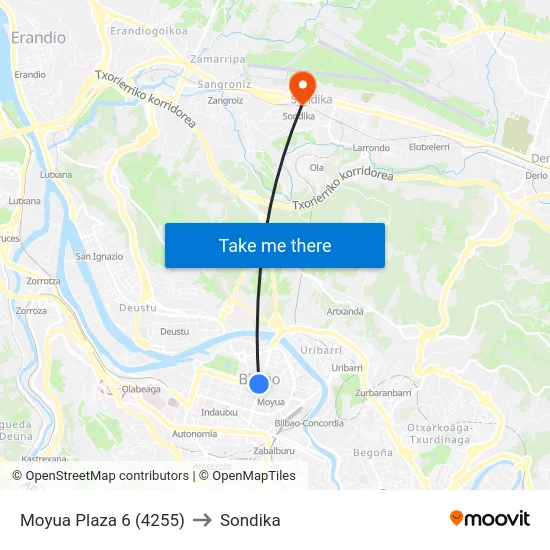 Moyua Plaza 6 (4255) to Sondika map