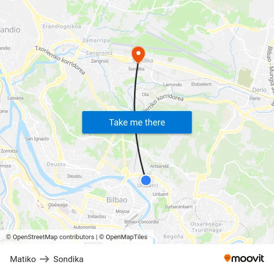 Matiko to Sondika map