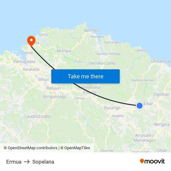 Ermua to Sopelana map