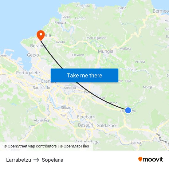 Larrabetzu to Sopelana map