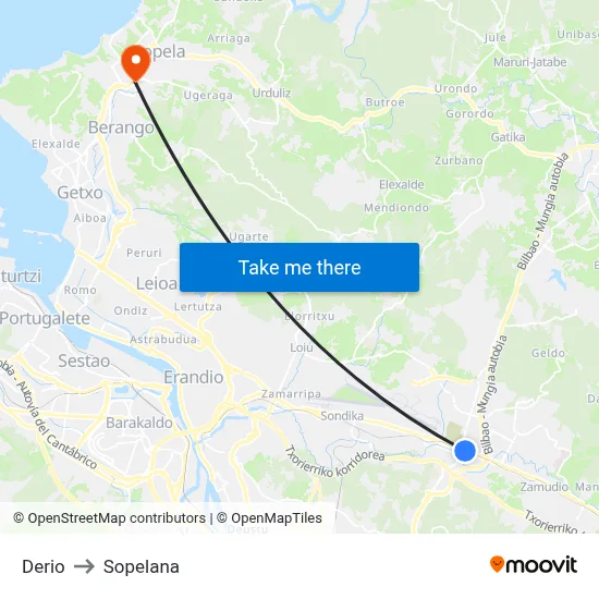 Derio to Sopelana map