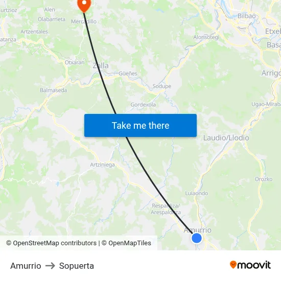 Amurrio to Sopuerta map