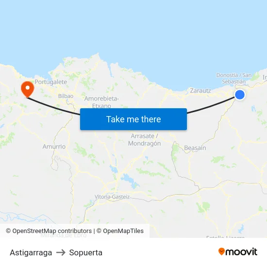 Astigarraga to Sopuerta map