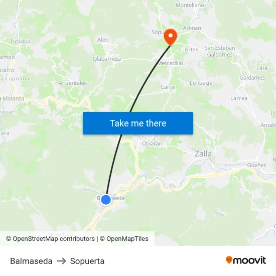 Balmaseda to Sopuerta map