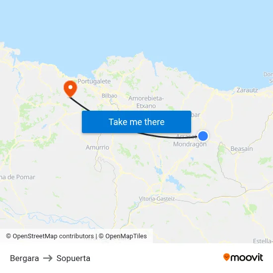Bergara to Sopuerta map