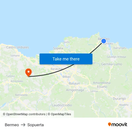 Bermeo to Sopuerta map