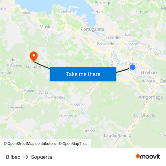 Bilbao to Sopuerta map