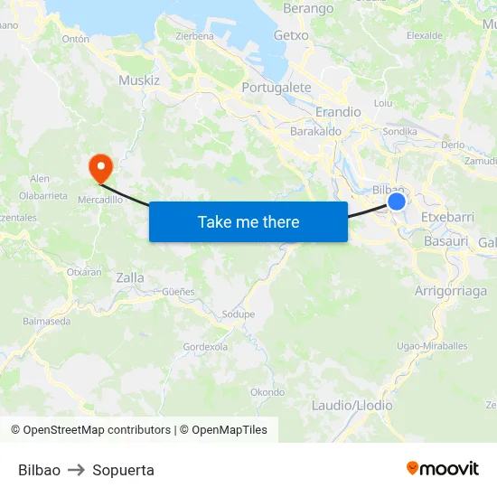Bilbao to Sopuerta map
