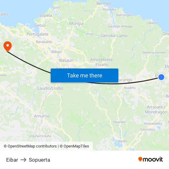 Eibar to Sopuerta map