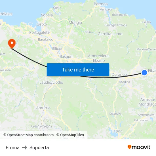 Ermua to Sopuerta map
