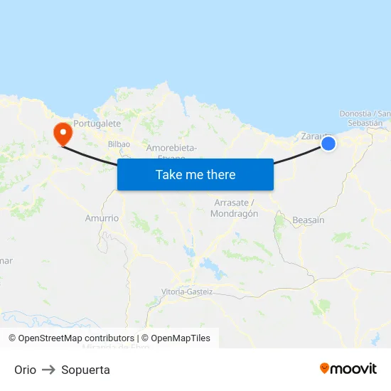 Orio to Sopuerta map