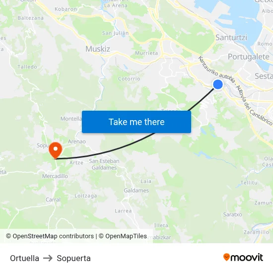 Ortuella to Sopuerta map