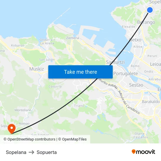 Sopelana to Sopuerta map