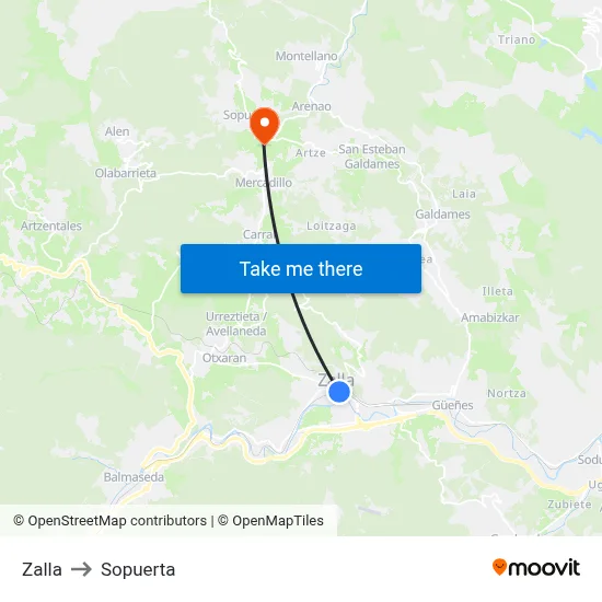 Zalla to Sopuerta map