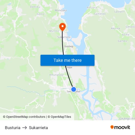 Busturia to Sukarrieta map
