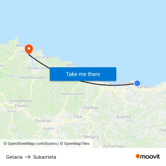 Getaria to Sukarrieta map