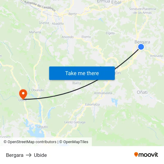 Bergara to Ubide map