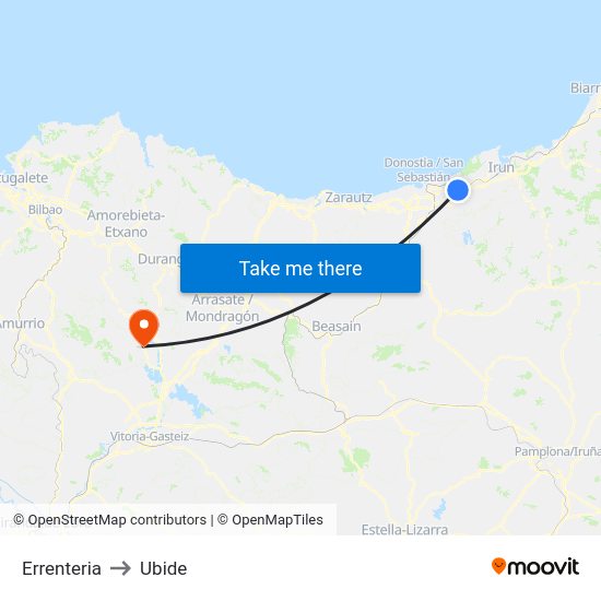 Errenteria to Ubide map