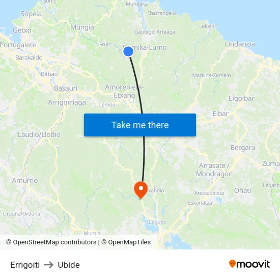 Errigoiti to Ubide map