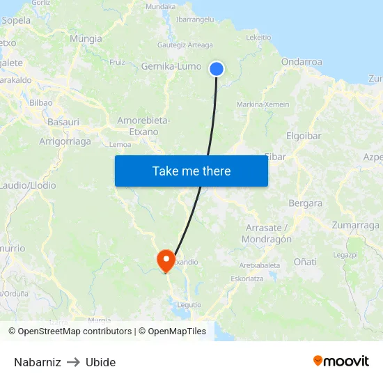 Nabarniz to Ubide map
