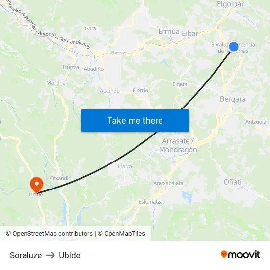 Soraluze to Ubide map