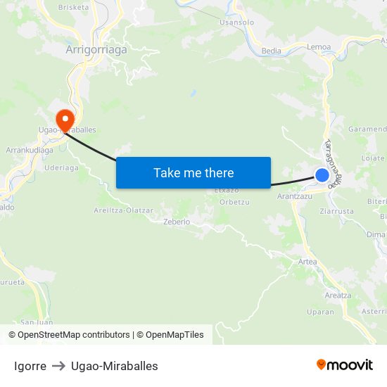 Igorre to Ugao-Miraballes map