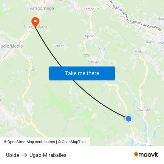 Ubide to Ugao-Miraballes map