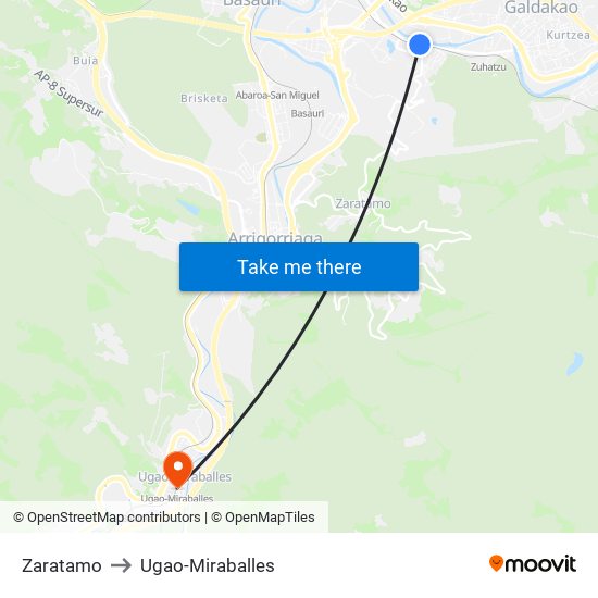 Zaratamo to Ugao-Miraballes map